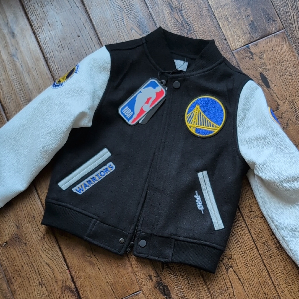 Pro Spirit NBA Warriors Black and White Kids Jacket NWT